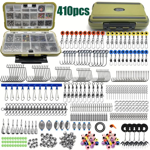 TEMU Colección de equipo de pesca de 410 piezas - con una de , anzuelos para y , componentes de y plomos - Ideal para viajes y pesca al , lo que la convierte en un gran regalo para