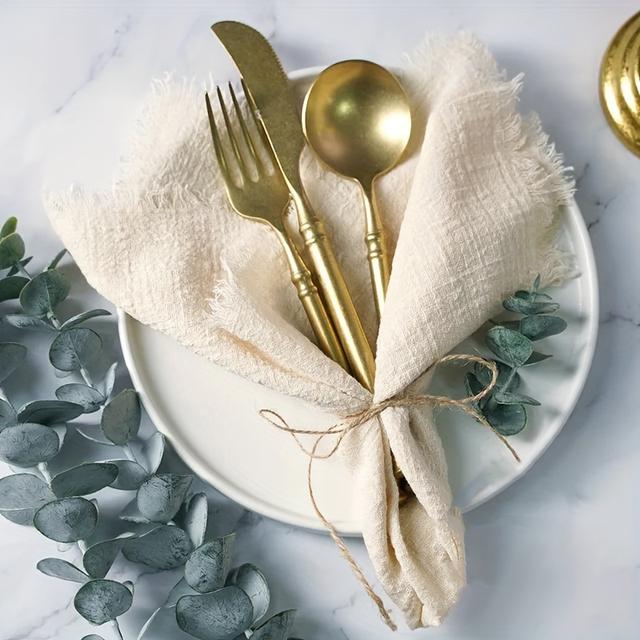 TEMU 50-pack Pure Napkins With Hem - 12.6" X 12.6" - Perfect For Weddings, Dinners, Cafes & Country Parties Cloth Napkins For Table
