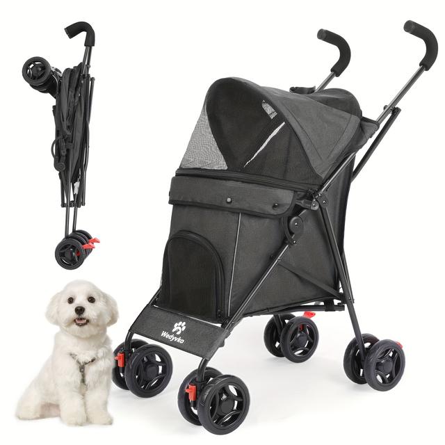 TEMU Stroller - , Breathable, And Jogger With Sun Cover, Pad, Rear Storage Bag, And Folding - Lightweight Aluminum Frame For Small To Medium Pets, Easy To Assemble And Store