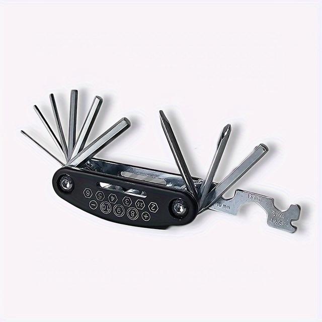 TEMU Narzędzie wielofunkcyjne do konserwacji roweru 16 w 1, składany klucz do naprawy opon, narzędzie do naprawy rowerów górskich