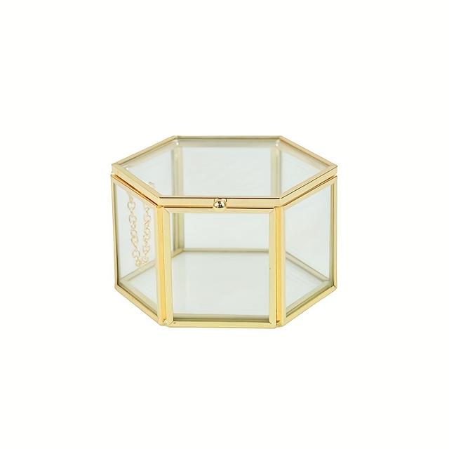 TEMU de anillos hexagonal de , joyero dorado, de para guardar joyas