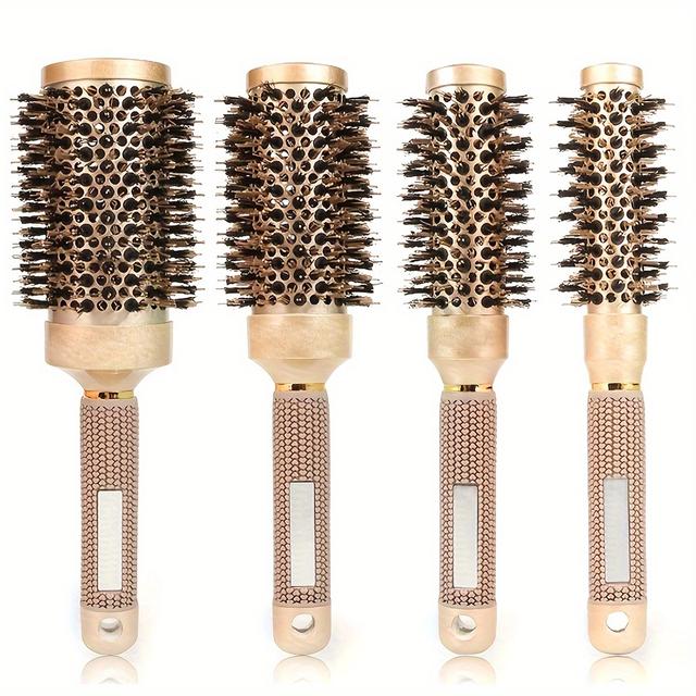 TEMU 4 st Keramiska Guld Aluminiumrörskam, Stor Vågdesign med Antisliphandtag för Enkel Grepp, Lämplig för Blött och Torrt Hår, Jämlik Värmeutdelning, Styling