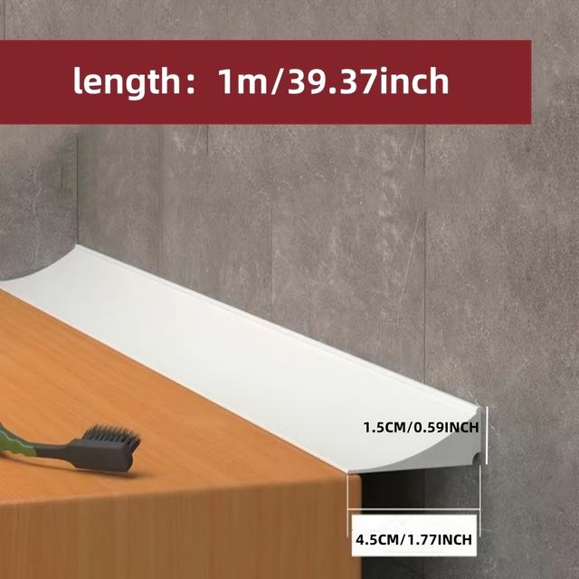 TEMU 1pc Pvc Tape-like Strip (no Drilling/-free) - Heavy-duty Double-sided Seal For /wall/countertop/door Bottom - Modern White Trim, Fit For Bathtub, Shower, Balcony, - (