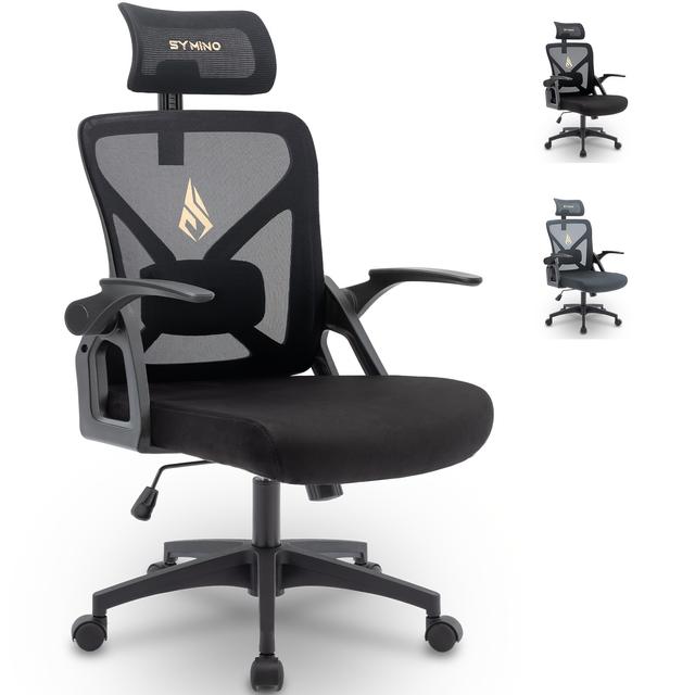 TEMU Symino Ergonomic Office Chair With Adjustable Headrest, Armrests, Lumbar Support, And Rotating Rocker Function - Breathable Mesh Design, Supports Up To 150kg