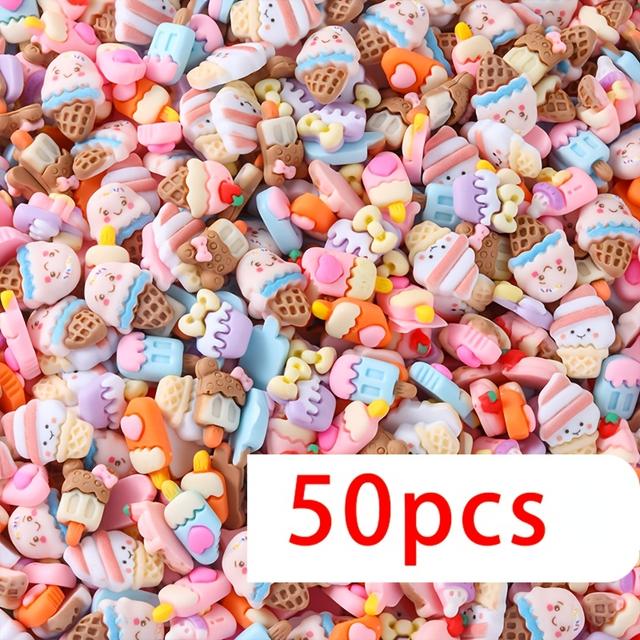 TEMU 30/50pcs Animal Cute Set -mini Size Mixed Lot Ice Cream Cookie Assorted Resin Flatback Cute Sets For Crafts Making, Decorations, Scrapbooking, Embellishments, Hair Clip