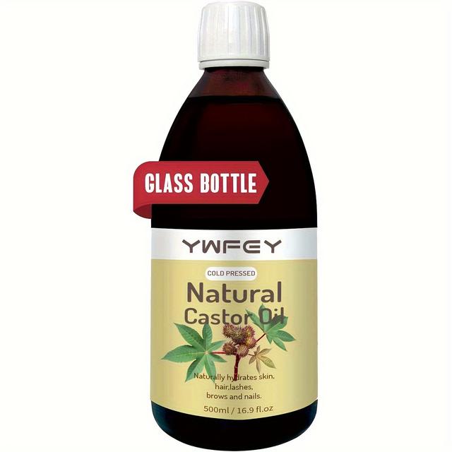 TEMU Kaltgepresstes natürliches Rizinusöl für alle Hauttypen - Feuchtigkeitsspendendes Serum für Haare, Wimpern, Augenbrauen und Nägel - 500ml Glasflasche