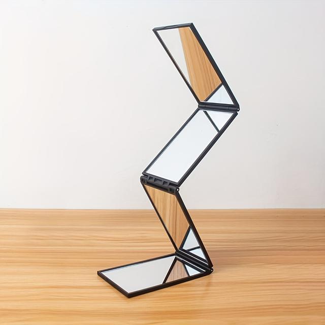 TEMU 1pc Portable Folding Mirror - 360° Four-sided Handheld, Suitable For Haircutting, Travel & Multi-functional Use – Compact Lightweight Design