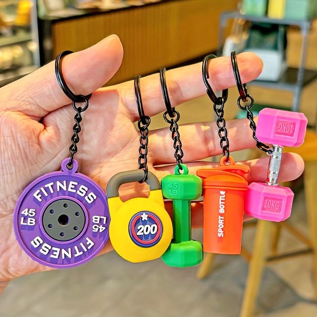 TEMU 5pcs Fitness Keychain, Dumbbell Creative Pendant Keychain, Backpack Pendant Keychain, Car Keychain