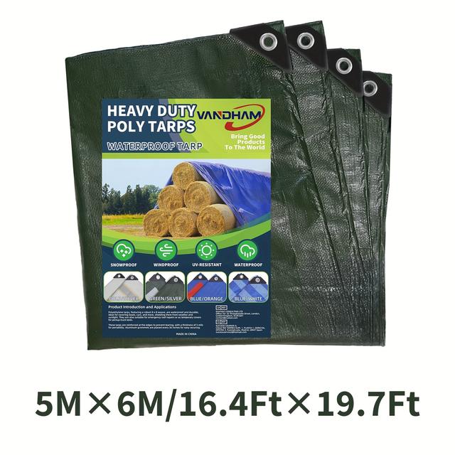 TEMU Cubierta Protectora Exterior de PE de Alta Resistencia, 11.5 Mil de Grosor, Cubierta Duradera para Jardín y Coche, Refugio para Equipo de Camping, Protector de Cama para Mascotas, Verde Oscuro