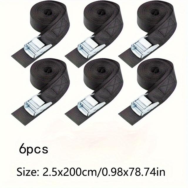 TEMU (6pcs) Heavy Duty Ratchet Straps With Metal - Durable Alloy Cargo Straps, Secure Packaging Straps, Adjustable Rack Fastening Straps, Quick Release Cam , For Truck, Motorcycle, Trailer, Luggage