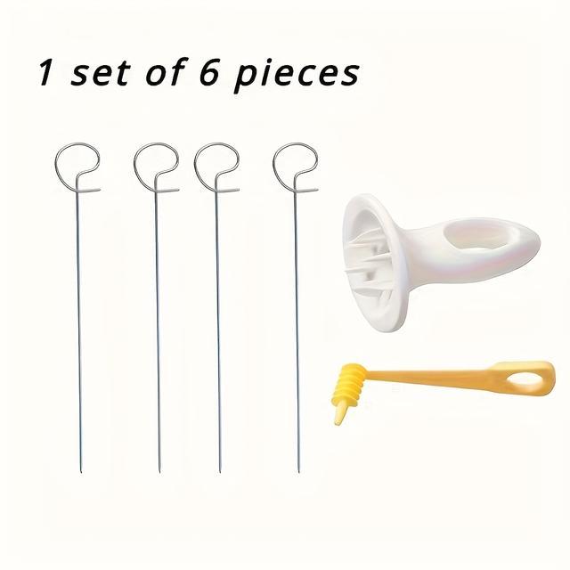 TEMU 6 db Rozsdamentes Acél Spirális Burgonyaszeletelő Készlet, Kézi Forgó Zöldségvágó, Szikramentes/Magnézium Rúd, Műanyag Fogantyú, Árammentes, BBQ és Kemping Konyhai Eszközök