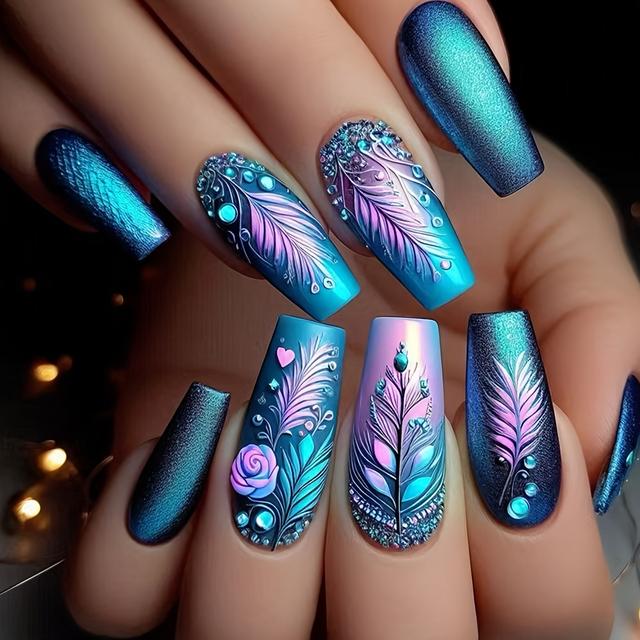 TEMU 24pcs Ballet Elegant Fantasy Colorful Detachable Nail Art Set