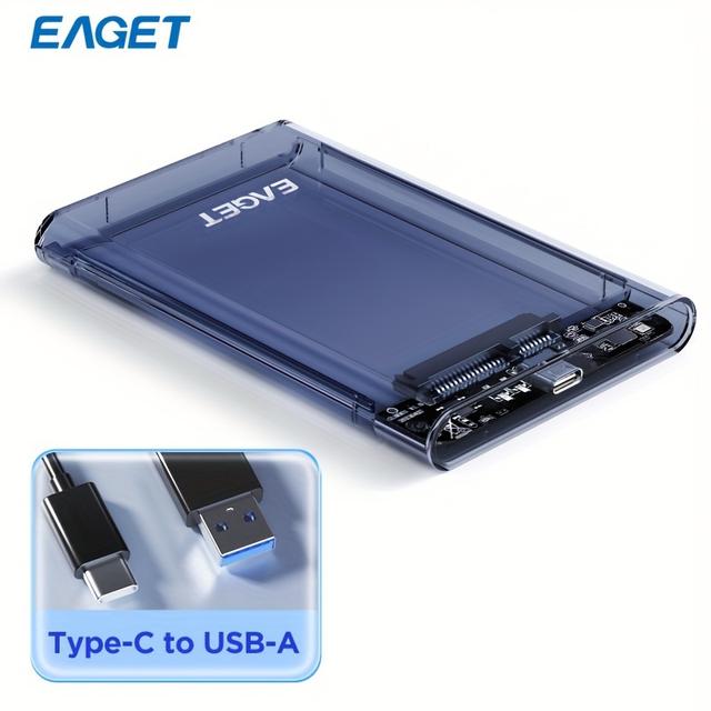 TEMU Eaget 2.5" Sata External Hard Drive Enclosure Case, Usb 3.0 To Sata Iii Adapter For Ssd Hdd, Uasp Compatible, No Battery Required