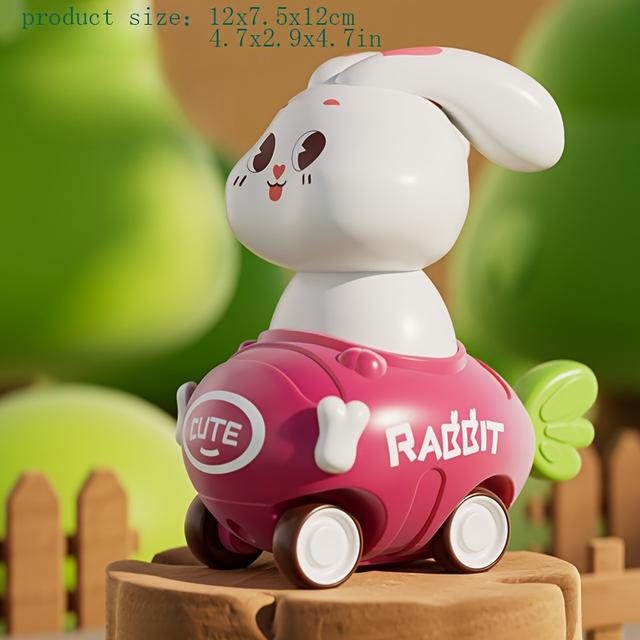 TEMU 1pc Cute Cartoon Rabbit Toy Cars - & , Durable Plastic, Gift For , 's Toy Cars | Cartoon Rabbit Design | Durable Plastic Toy