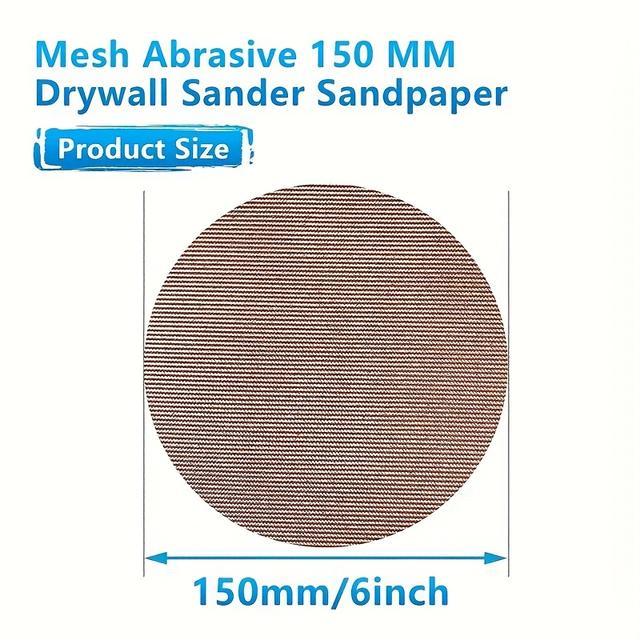 TEMU 15pcs 6 Pouces 150mm Disques de Ponçage Poussière Ronds À Grille - 60-600 Pour Une Élimination Efficiente de La Poussière, Idéal Pour Le Traitement Détailé Des Métaux