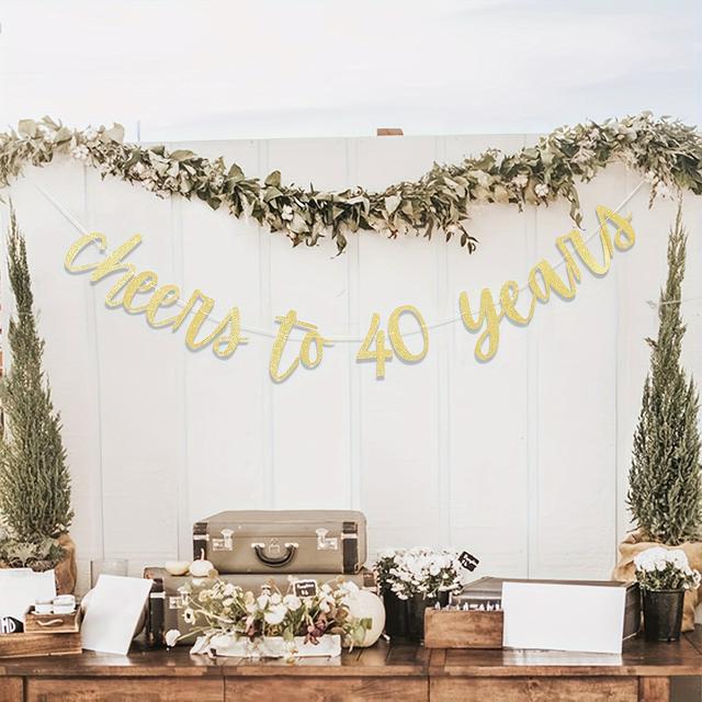 TEMU 40. Geburtstag Dekoration - Gold Glitzer " to " Papierbanner, Stromversorgung erforderlich, vielseitig einsetzbar für Geburtstage und Jubiläen