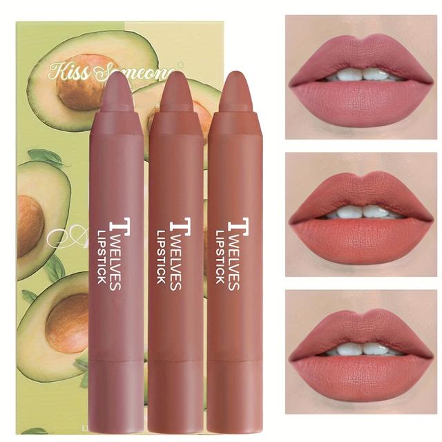 TEMU 3pcs/1-Conjunto KISSSOMEONE Conjunto de Nude - Matte à d'Água e de Duração & Não no Copo, Gloss Labial Nude & Labial, de para os Tipos de Pele, Nude, Maquiagem Labial Neutra para Uso Diário