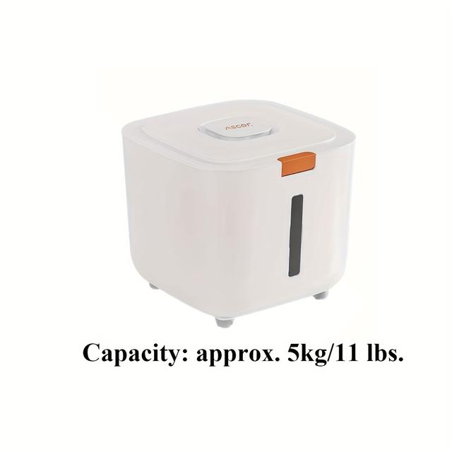 TEMU Faridabio 5kg Food Grade Plastic Rice Storage Bucket, Insect Proof, Moisture-sealed, High-end Kitchen , Flour Container, Power-free, Kitchen Essentials Christmas Gifts Housewarming Presents