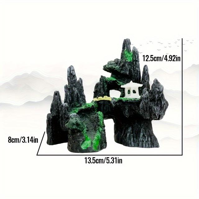 TEMU 암석, 이끼, 나무 구멍이 있는 산 풍경이 특징인 수족관 장식 조경