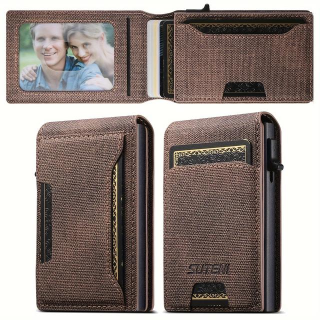 TEMU Men's Women's Purse Card High Quality Pu Synthetic Synthetic Leather Card Holder Wallet Holder Large Capacity Can Hold 1-12 Cards 1 Photo Black/brown/blue