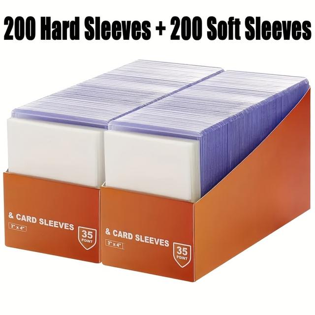 TEMU 400 Card Sleeves, 3 "x4" Baseball Card Protective Of Hard Plastic, Used For Trading Sports And Football Game Cards With Holders (200 Hard Sleeves+200 Soft Sleeves)