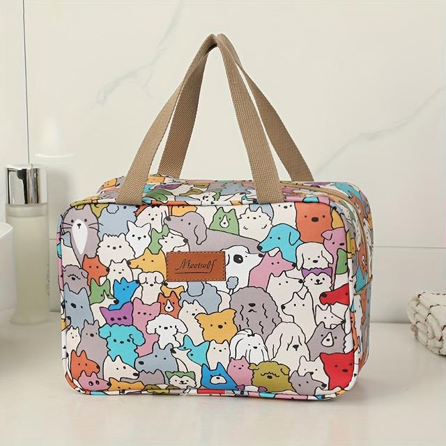 TEMU 짧은 여행을 위한 대용량 휴대용 여행 가방, 지퍼 포함, 운동, 세면도구 및 풀 바디 프린트가 있는 화장품 보관 가방에 적합