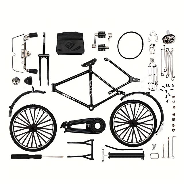 TEMU 51 db-os arány kombinációs, vintage kerékpár modell készlet - Felfújóval és bőrönddel, gyűjtőknek és rajongóknak alkalmas, ideális ajándék és irodai dekoráció