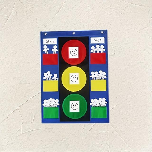 TEMU Felt Traffic Light Learning Tool Pocket Chart Behavior Management Hanging Pouch Teacher's Teaching Aid