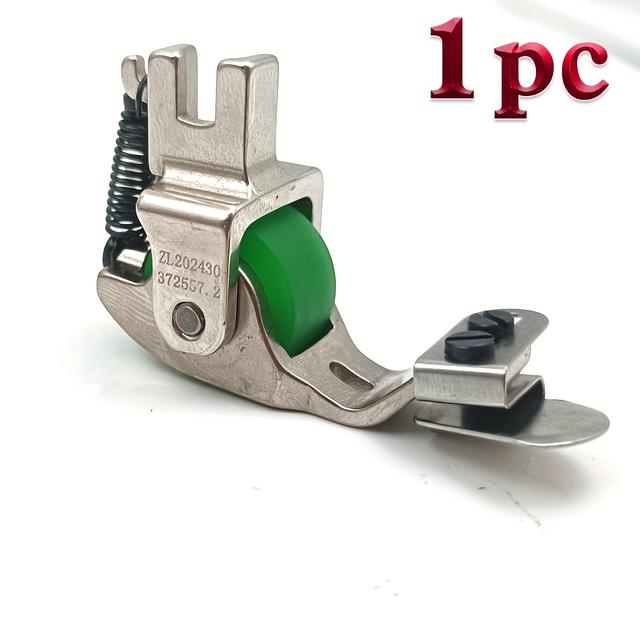 TEMU T351 Adjustable Width Downward Folding Hemming Curling Presser Foot With Roller For Industrial Sewing Machine Component (rubber Wheel)