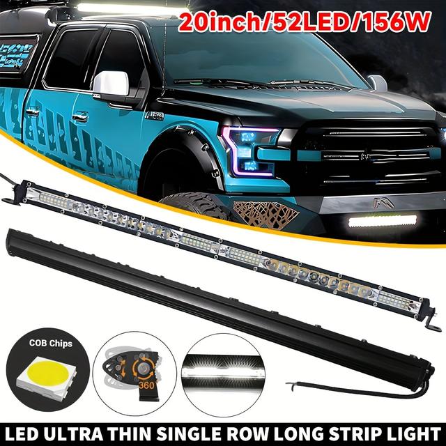 TEMU 20inch Led Light Bar Led Pods Light 156w Led Work Light Lamp Off-road Led Lights For Off Road Atv Utv Suv, Without Battery