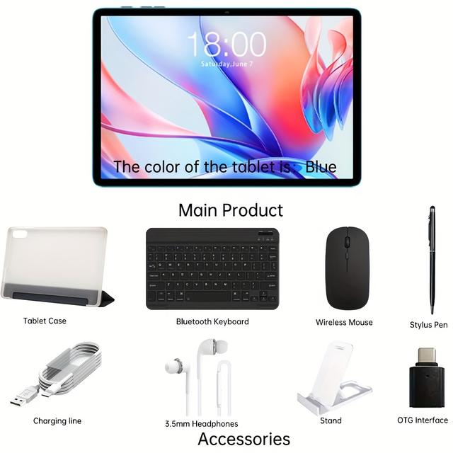 TEMU Teclast P30 Tablet 10.1-inch 1280×800 Ips Pad / 12gb 4+8 / 128gb Rom / Unisoc T606 1.6ghz / Wifi / 6000mah / Type-c / 5mp+2mp Camera / Android 14 Keyboard, Accessories Bundle