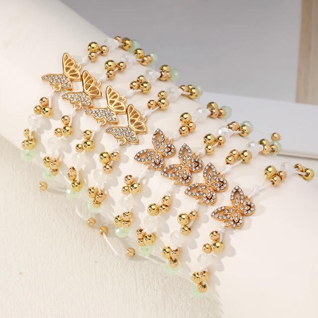 TEMU 8er-Set Boho Süße Schmetterlings-Charm-Armbänder, Handgefertigte Gewebte Zinklegierung Tier-Themen Schmuck für Paare und , Sommerliches Alltags- & Geschenkanlass-Accessoire