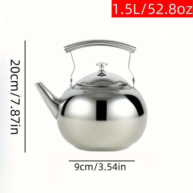 TEMU 1pc Cgy Stainless Steel Teapot With Infuser, 1.5l/1.0l, Polished , Durable For Induction & Stovetop, Elegant Kitchenware For Home & Restaurant Use