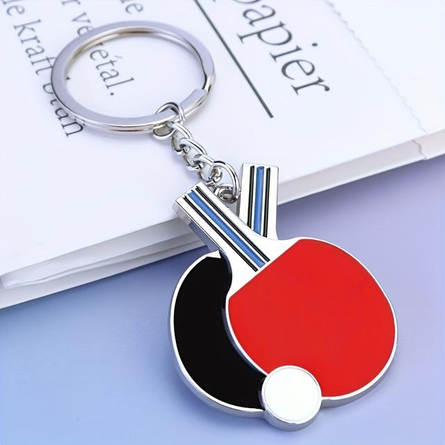 TEMU Personalisierter Tischtennis-Schlüsselanhänger | Metall, schwebendes Design mit Spalt-Ringverschluss - Perfektes Geschenk für