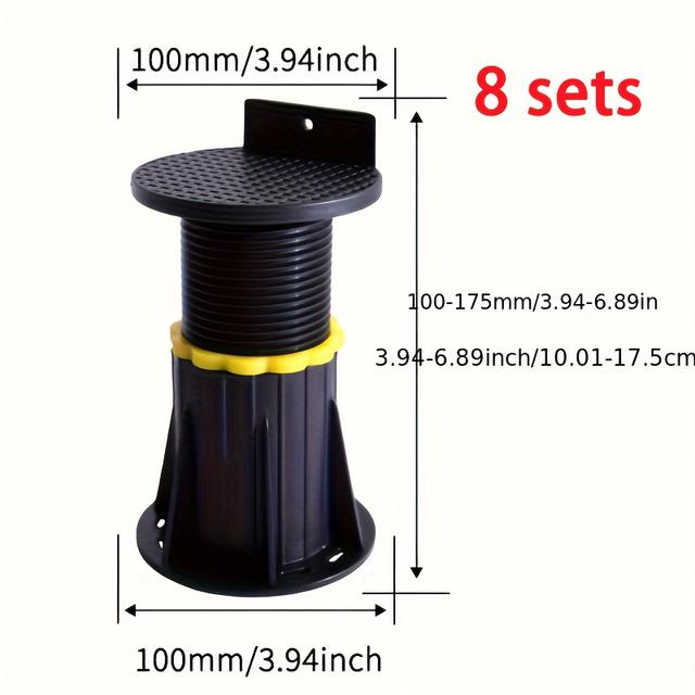 TEMU 8/19 Sets 100-175mm Sockelstützen zur Höhenverstellung von Balkonen, Innenhöfen, Outdoor-Bodenbelägen und Steinen, feste und verstellbare Böden für erhöhte Innenbereiche