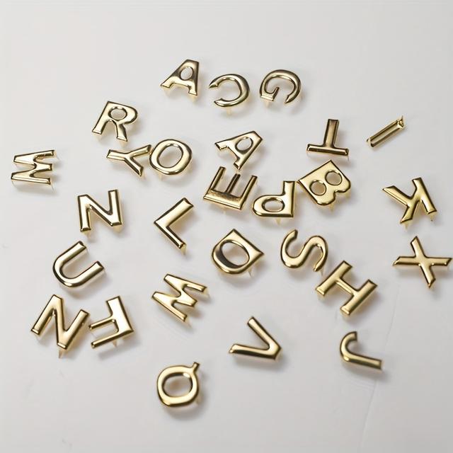 TEMU Two-color 26 English Letter Claw Nails, Silvery And Golden, 15mm Decorative Rivets, Packaging For Bags And Clothing Additions