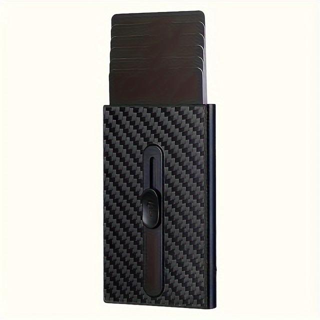 TEMU Porta-Cartões de Crédito em Fibra de Carbono com Capa Traseira em Lycra e