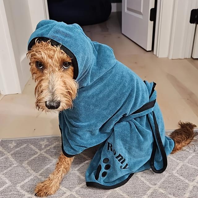 TEMU Personalisierter Hunde-Bademantel - Personalisiertes Haustier-Handtuch - Bestickter Hunde-Bademantel - Haustiergeschenke - Hundeliebhaber - Stilvoller Haustier-Trocknungsmantel - Strandtuch