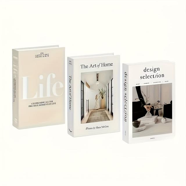 TEMU Set Of 3 Stylish Books, Perfect For Decorating, Realistic Bookshelf Additions, And Photo Props
