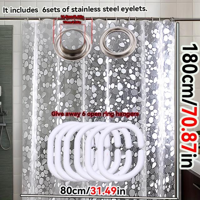 TEMU 3d Pebble Pattern Shower Curtain - Stylish Bathroom Decor, Multiple Sizes Available