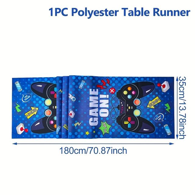 TEMU 1 unidade, Toalha de Mesa para Console Azul em Poliéster 180x35cm, Decoração "" para Festa, Bandeira de Mesa para Aniversário ou , Acessórios para Festas e