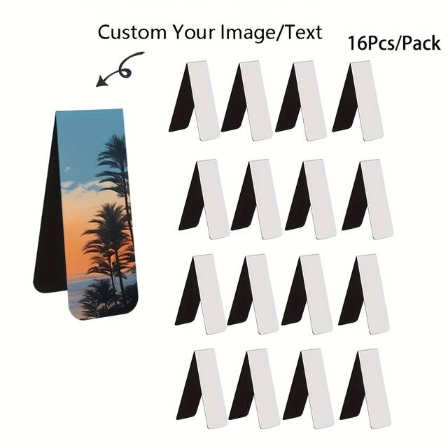 TEMU 8pcs/16pcs Personalized Custom Magnetic Bookmark, Soft Magnetic Folding Bookmark, Diy Picture Text, Single-sided Printing, Bookmark, Office, Study Supplies