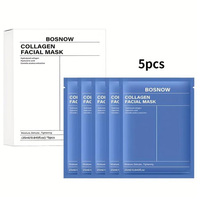 TEMU Of 5pcs / 2 Boxes Of 5pcs Collagen Firming And Moisturizing Masks, Featuring A Gentle Formula Rich In Collagen, Which Makes The Delicate, Smooth, And