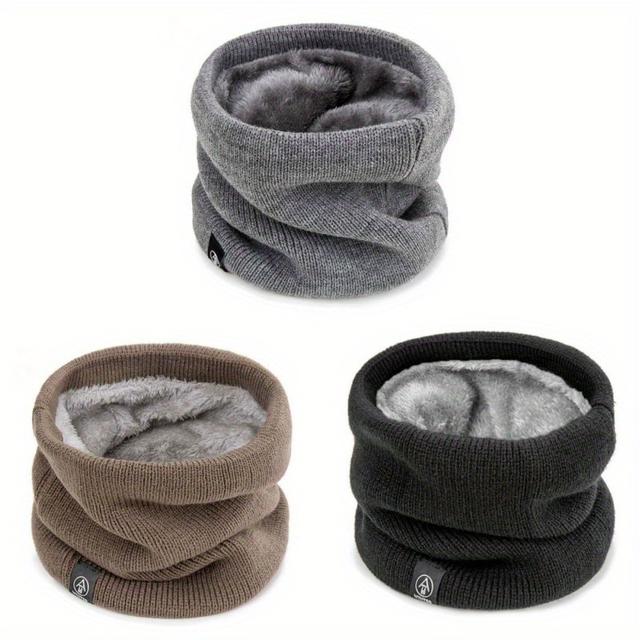 TEMU 3pcs Winter Cycling Neck Warmer - Unisex Knitted Neck Gaiter, Thickened Fleece Lined Thermal Scarf | New Arrival Solid Color Versatile Warm Neck Cover For Outdoor Riding & Daily Use
