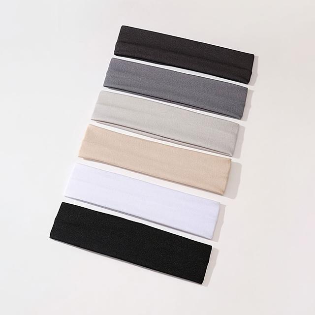TEMU 6pcs Women Minimalist Comfortable Sports Headbands Sweat-absorbent Elastic Yoga Running Hairbands