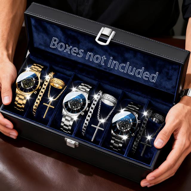 TEMU 12pcs Men's Watch + Same Color Jewelry Set, Suitable For Daily Wear, Parties, Valentine's Day, Easter, Christmas, Halloween, Ramadan Gifts For