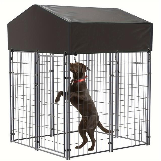TEMU Outdoor Kennel Playpen Made Of Sturdy Welded Metal Wire, Measuring 162cm In Height, Equipped With A Sunshade, Suitable For Chickens, Ducks, Rabbits, Dogs, And Small Animals