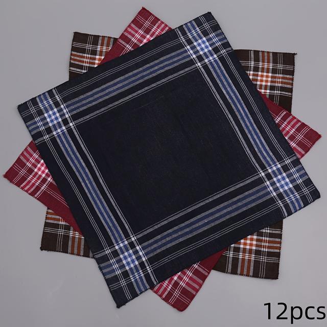 TEMU 12-pack Men's Polyester Handkerchiefs, Thin Classic Gentleman' Squares, Suit Pocket Scarves, Favors, Unisex Outdoor Sports Absorbent Sweat Wipes