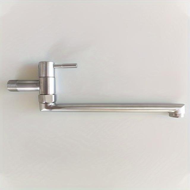 TEMU Baokemo Kitchen Single Cold Faucet Stainless Steel Wall Balcony Household Mop Pool Extended Lengthened Faucet