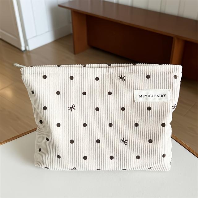 TEMU Corduroy Minimalist Artistic Floral Large Makeup Bag, Cosmetic Organizer Pouch, Portable Travel Essential Storage Case For Women And Moms – Zippered Gift Pack